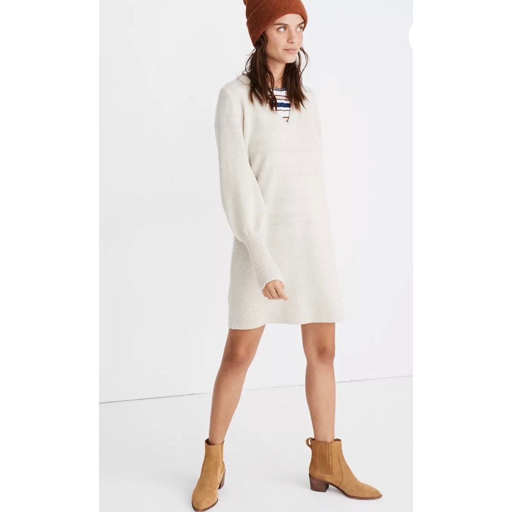 Madewell Merino Wool Bubble-Sleeve Sweater Dress Size Small
